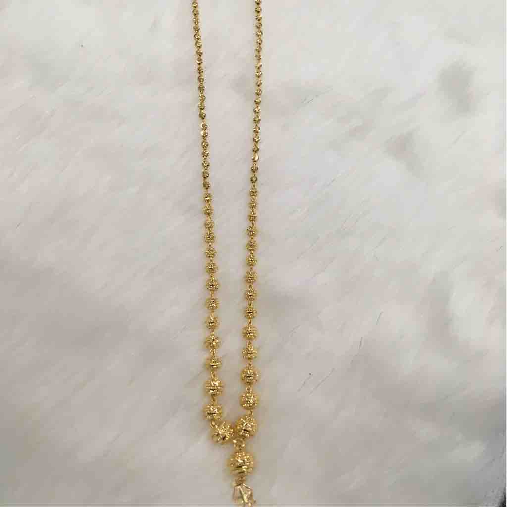 Elegant Yellow  Gold Long Mug Mala For Women
