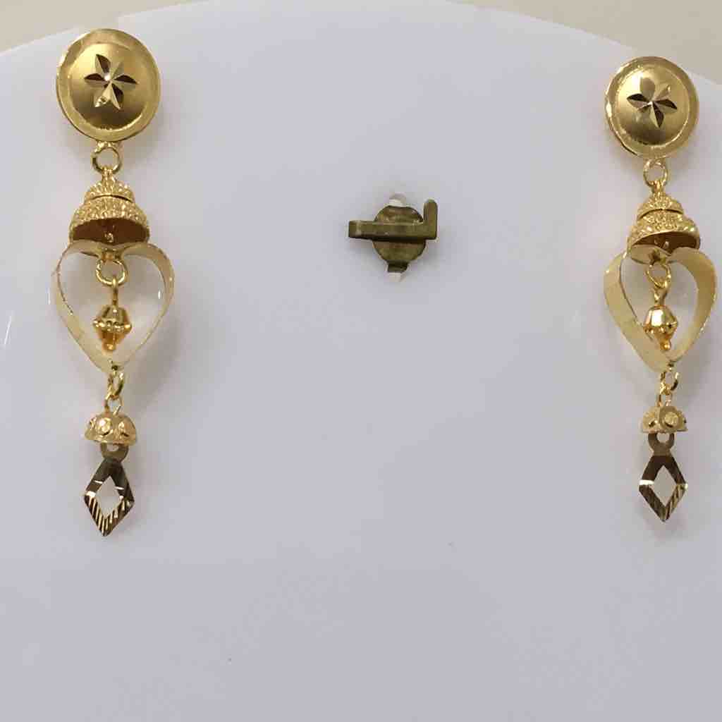 916 Gold Ladies Vertical Jhumar Earrings