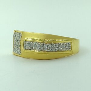 22kt yellow gold cz fancy light weight gents ring