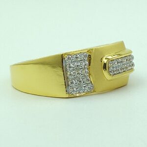 22kt yellow gold cz fancy light weight gents ring