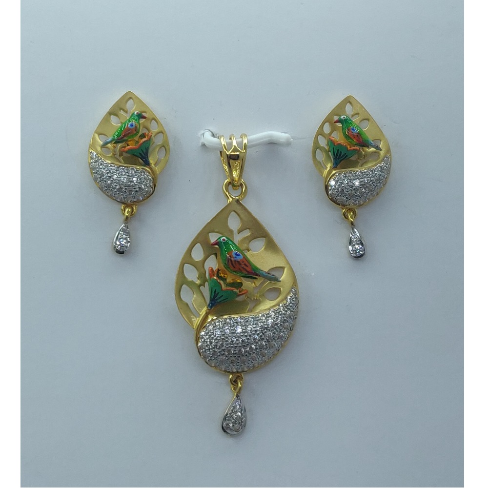 22KT Gold CZ Attractive Bird Design Pendant Set SSJ-PS002