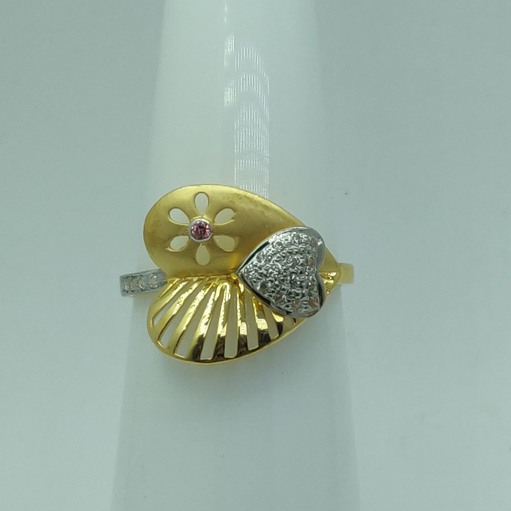 22KT Gold CZ Heart Shape Ring For Women SSJ-R004