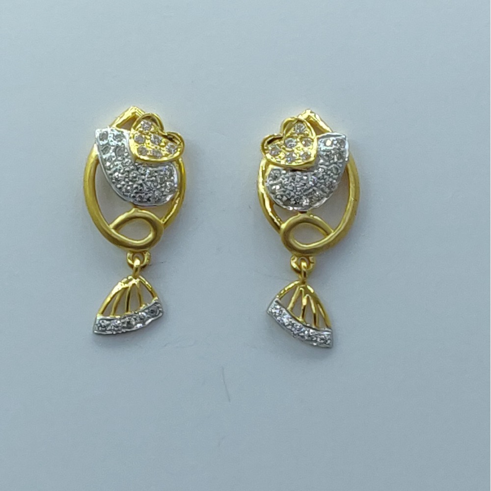 916 Gold CZ Heart Design Earring SSJ-E006