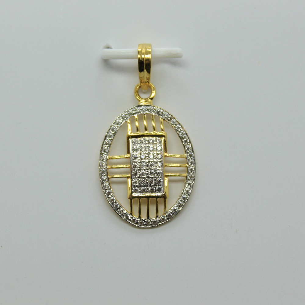 22KT Gold CZ Exclusive Oval Shape Pendant SSJ-P002