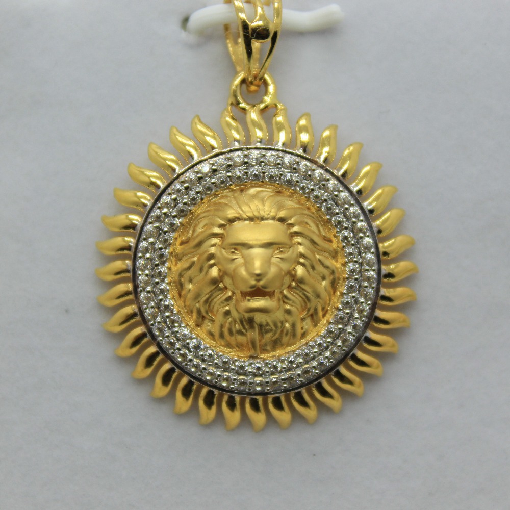 916 Gold CZ Surya Design Pendant SSJ-P001