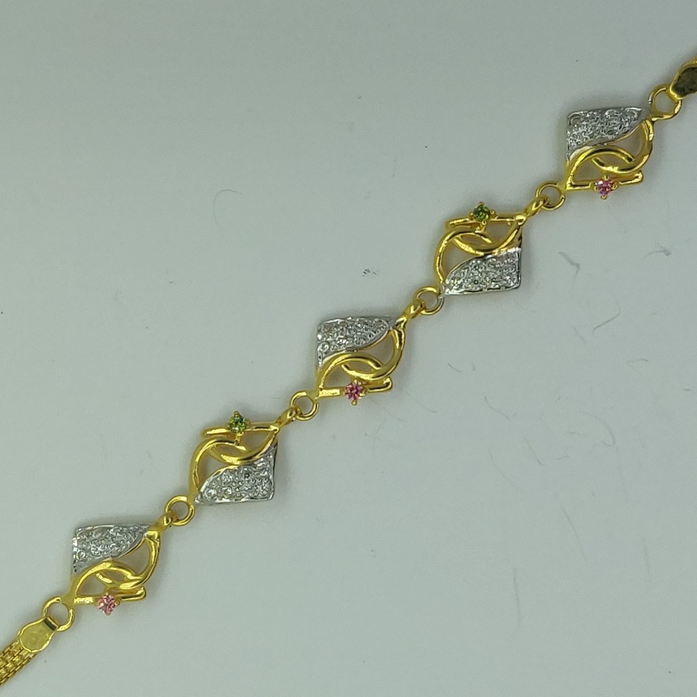22KT Gold Designer CZ Diamond Bracelet Lucky SSJ-B005 - Image 2