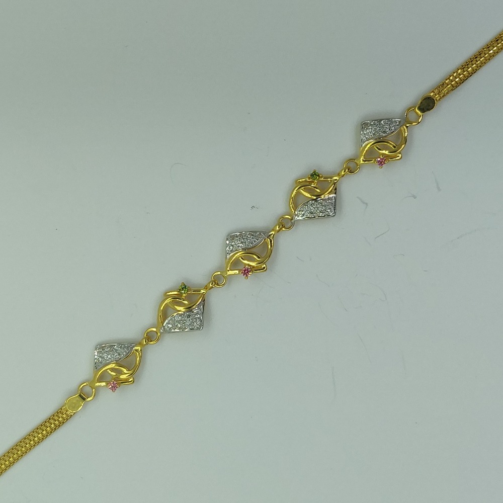 22KT Gold Designer CZ Diamond Bracelet Lucky SSJ-B005