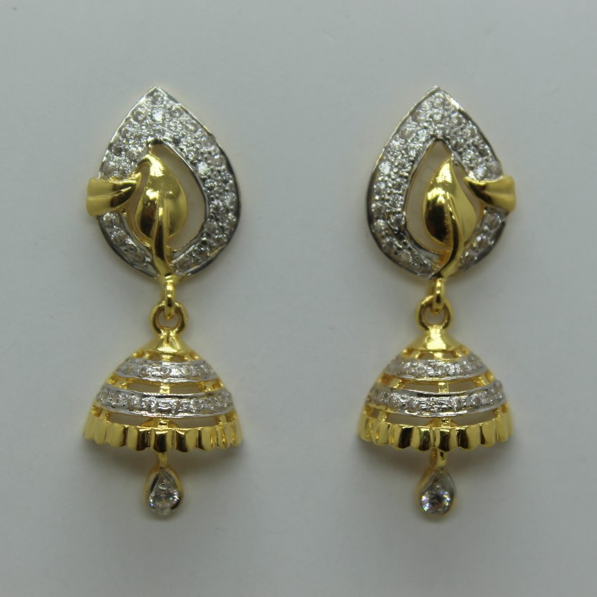 22k cz diamond gold earrings