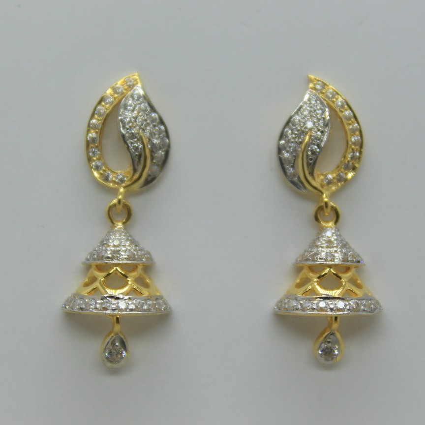 22k cz gold jummar earrings