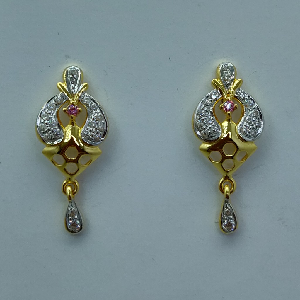 916 cz rhodium plated earrings