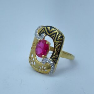 22k/916 cz rodium plated and fancy ladies ring