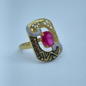 22k/916 cz rodium plated and fancy ladies ring