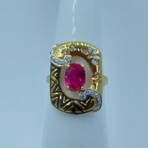 22k/916 cz rodium plated and fancy ladies ring