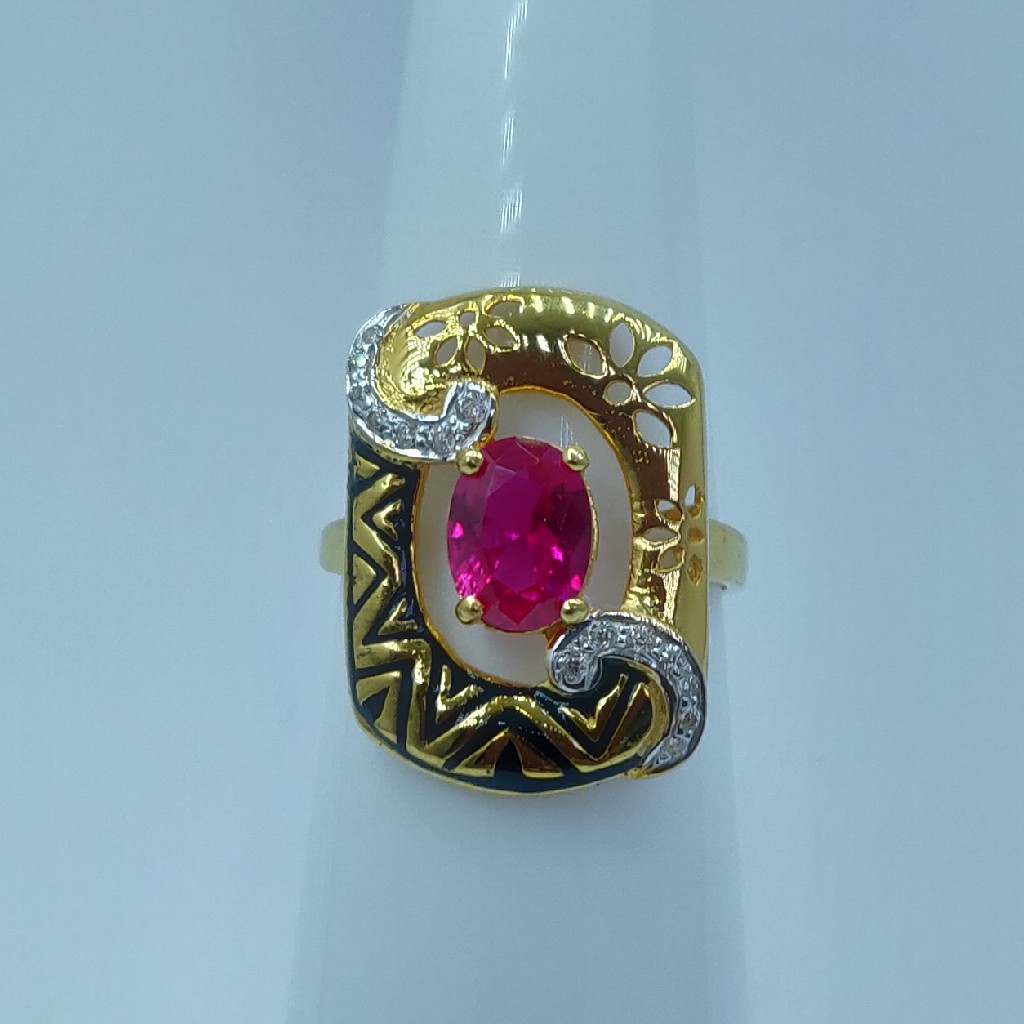 22k/916 cz rodium plated and fancy ladies ring