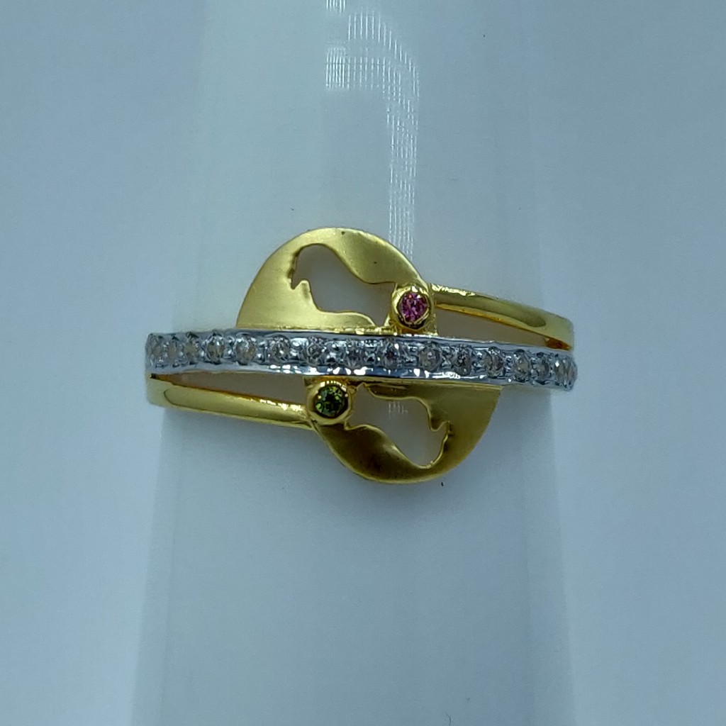 cz gold Fancy 916 ladies ring