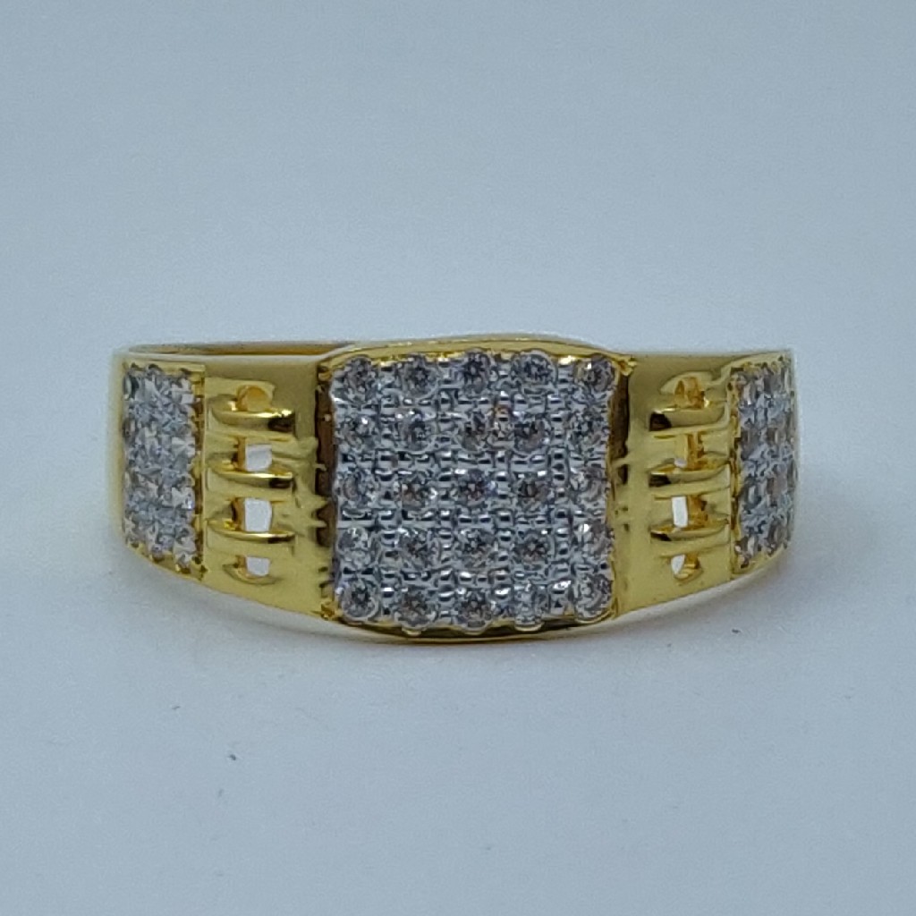 22k cz gold gents ring - Image 4