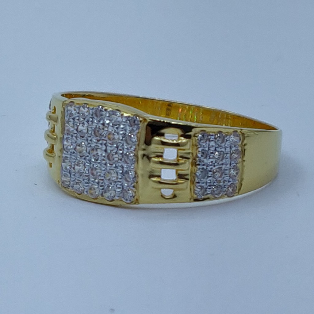22k cz gold gents ring - Image 3