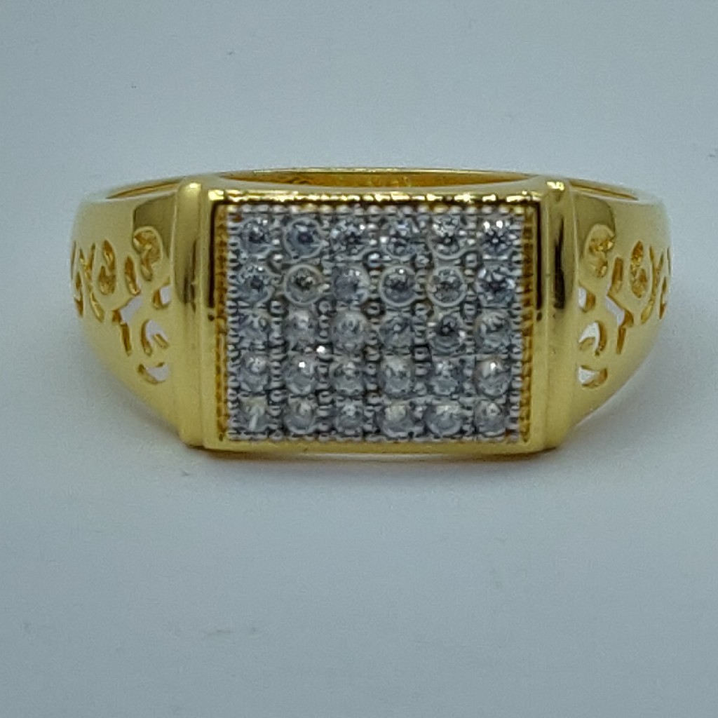 22k/916 cz rodium plated gents ring - Image 4