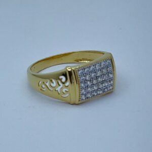 22k/916 cz rodium plated gents ring