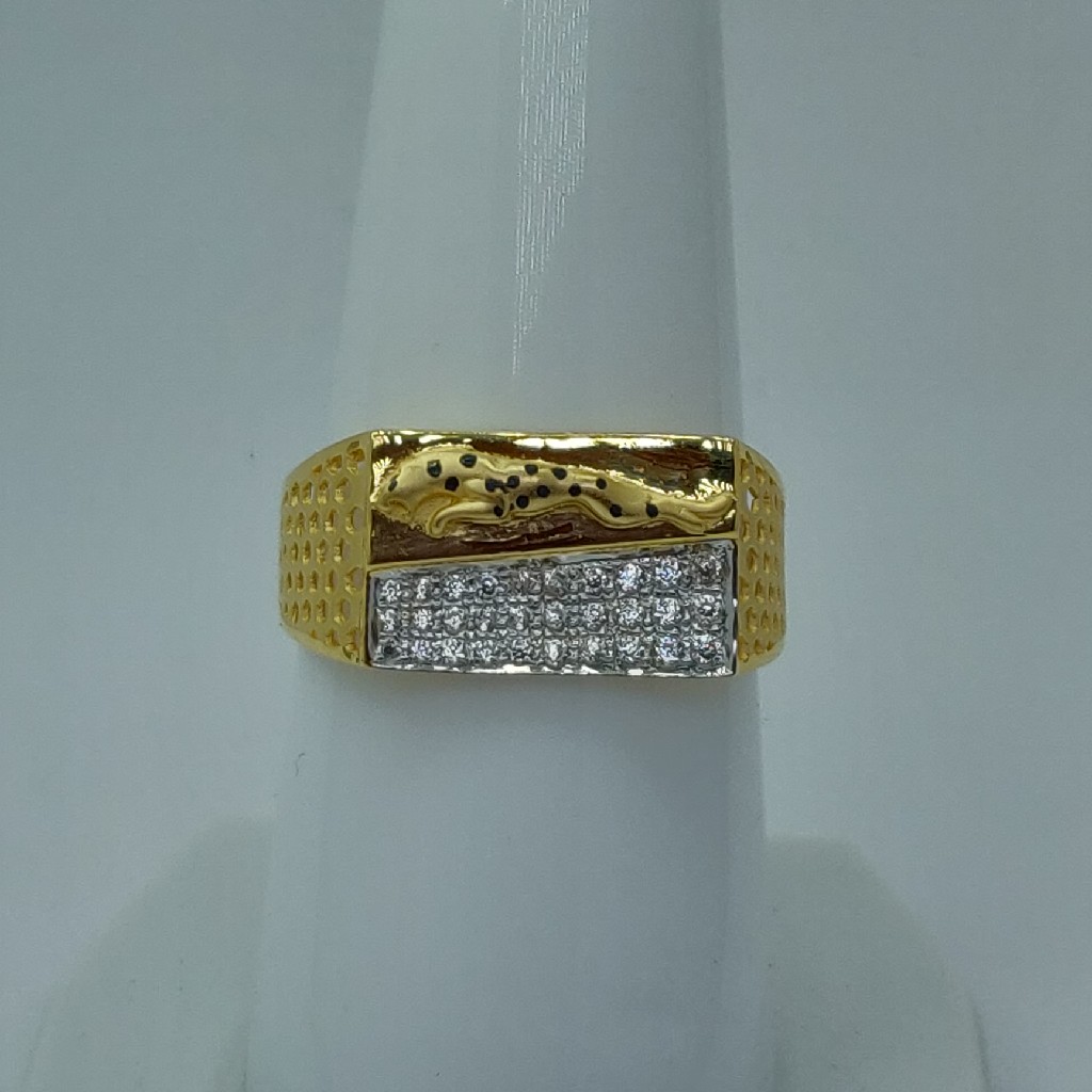 22k rhodium plated fancy gents ring