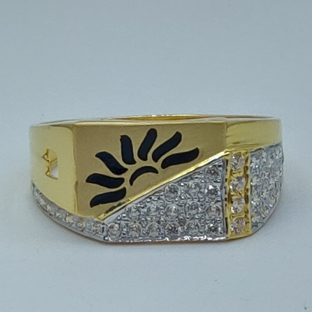 22k cz fancy gold gents ring - Image 3