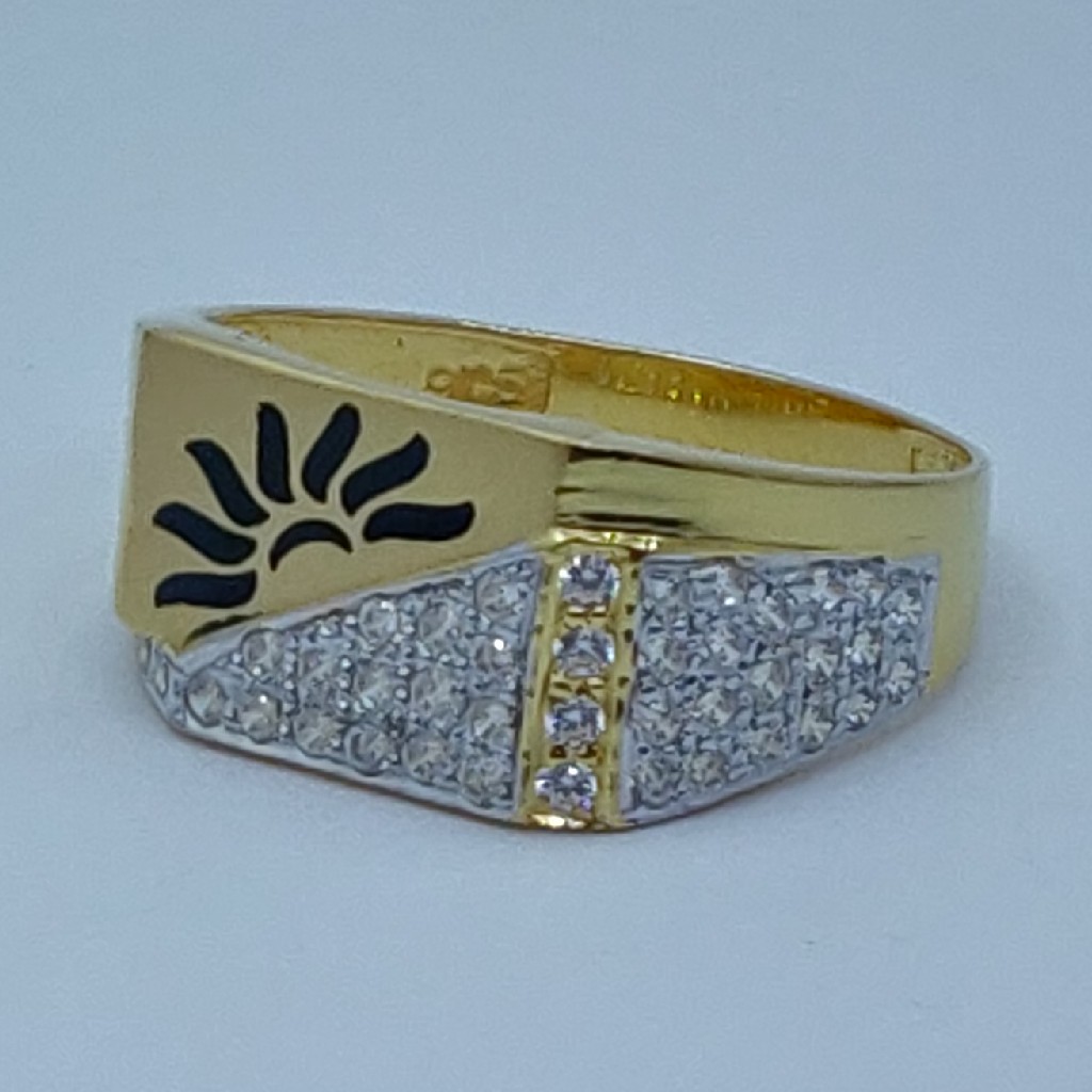 22k cz fancy gold gents ring - Image 2
