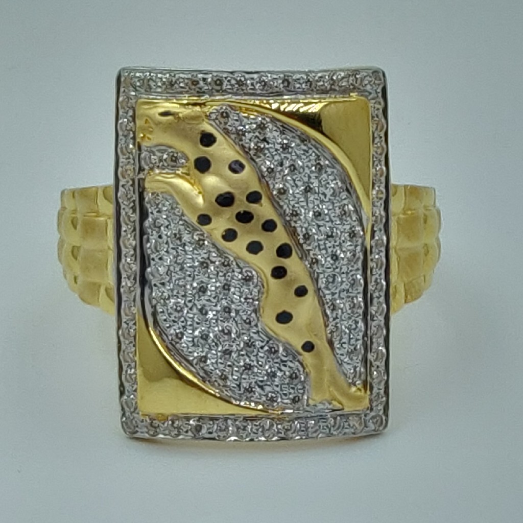 22k/916 fancy gold cz gents ring