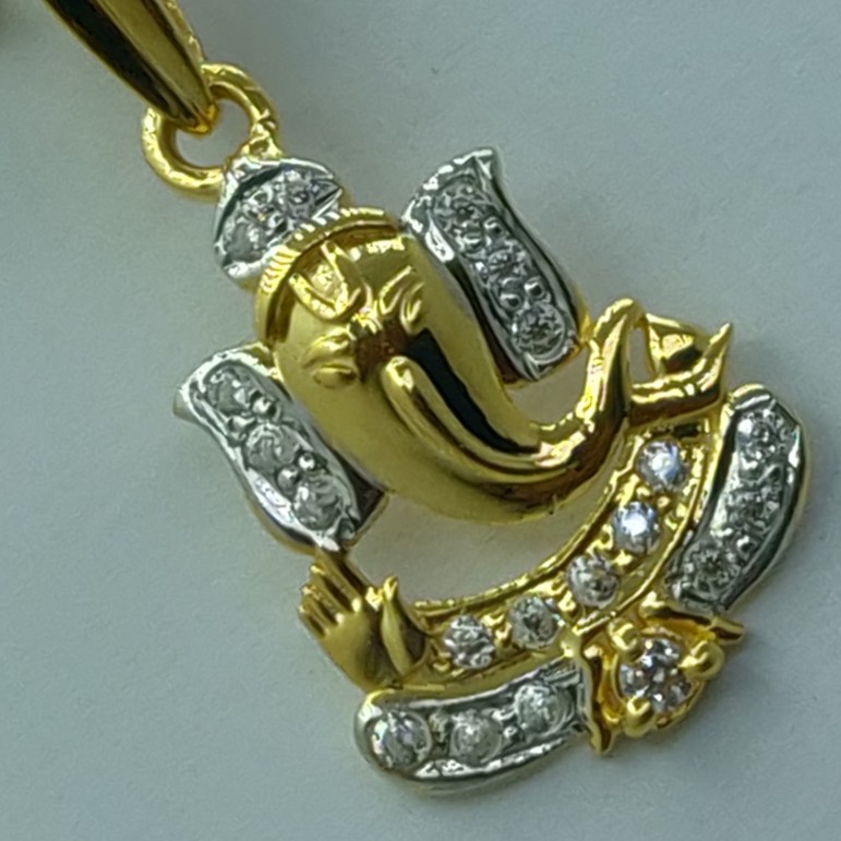 22k/916 fancy light weight ganpati pendant - Image 5