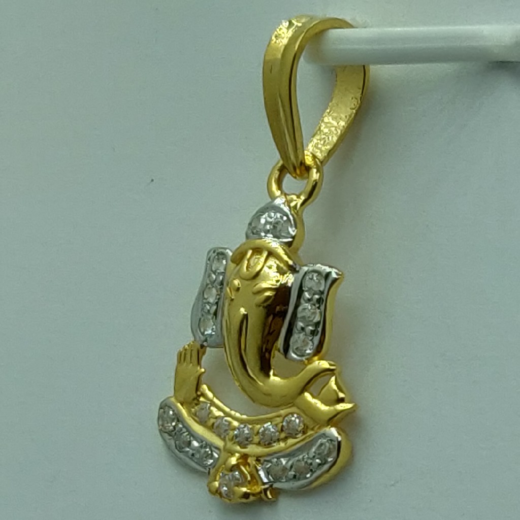 22k/916 fancy light weight ganpati pendant - Image 3