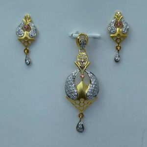 22kt gold CZ pendant set