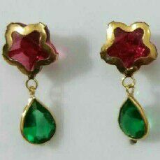 916 Gold Color Stone Ladies Earrings