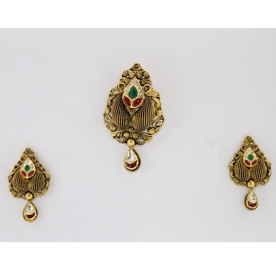 916 GOLD ANTIQUE MENGOLIYA PENDANT SET PS0007