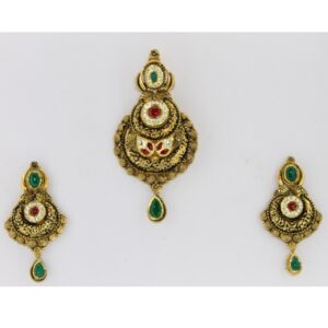 CLASSIC DESIGNER ANTIQUE KUNDAN PENDANT SET PS0006