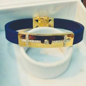 18 CARAT GOLD CLASSY & BOLD LEATHER BRACELET