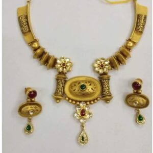 916 gold antique jadtar necklace