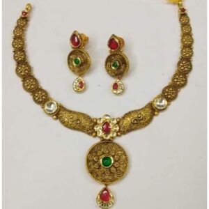 916 gold antique jadtar necklace