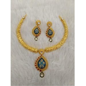 22Kt Gold Fancy Meenakari Necklace Set BJ-N006