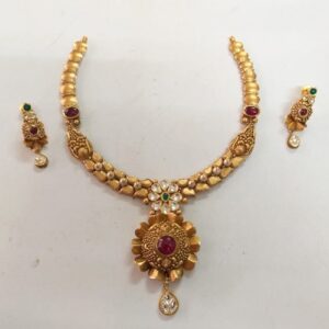 916 Gold Antique Flower Design Necklace Set BJ-N005
