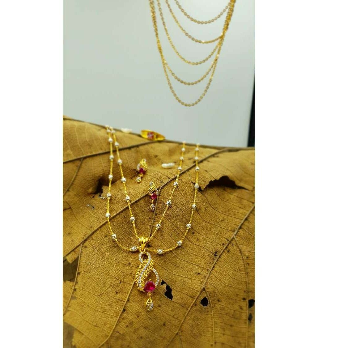 916 Gold Delicate Designer Wedding Necklace Set