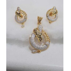 916 Fancy Gold Attractive Pendant Set