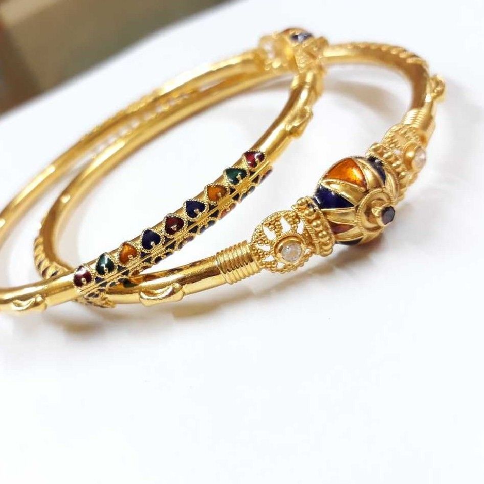 22KT Gold Ladies Indian Fancy Meena Bangles