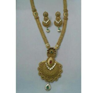 Gold Ladies Jadtar Antique Necklace Set Yellow