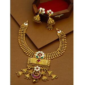 22KT Gold Antique Bridal Necklace Set