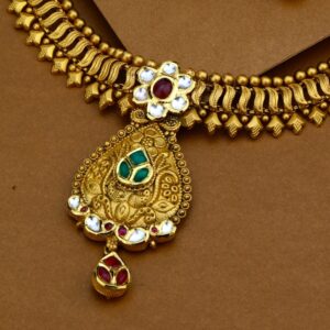 916 Gold Antique Royal Necklace Set For Wedding