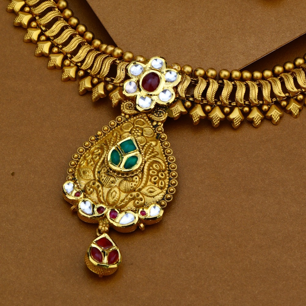 916 Gold Antique Royal Necklace Set For Wedding
