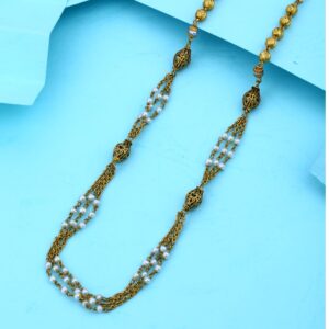 22KT Gold Ethnic Design White Moti Mala