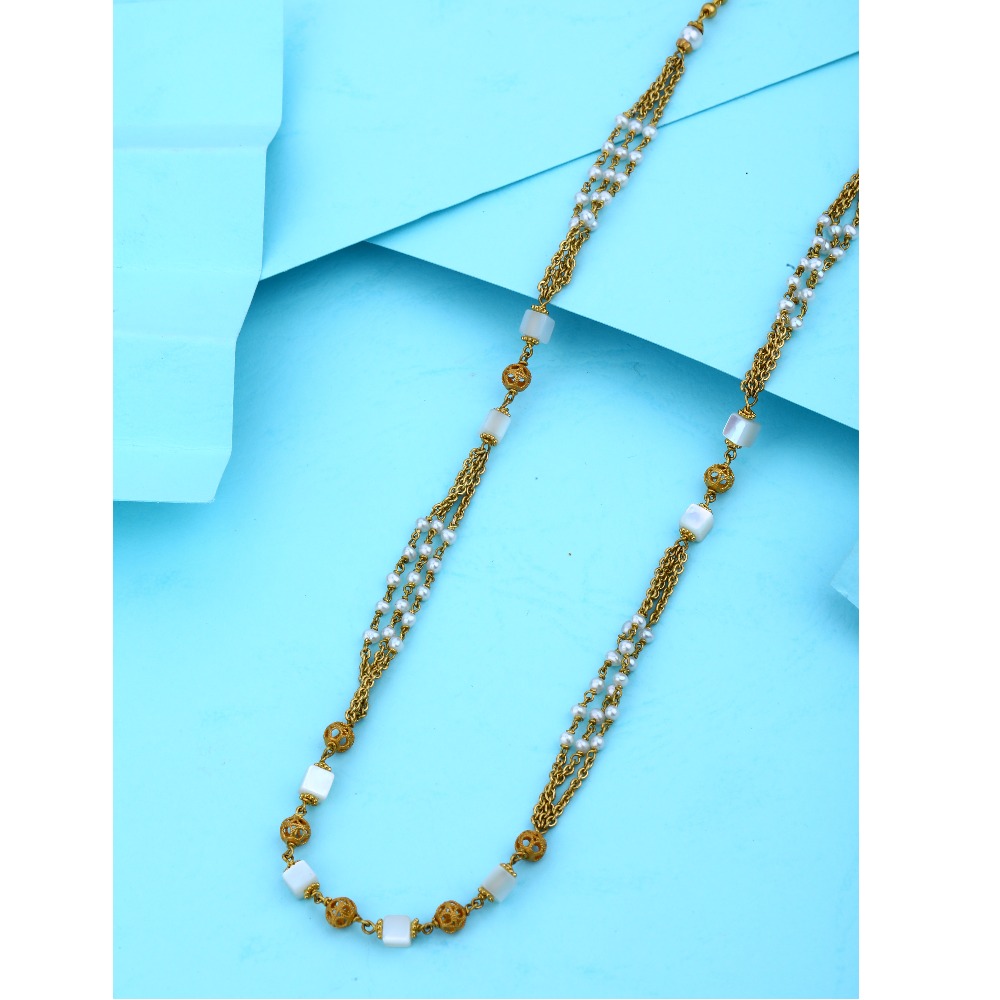 916 Gold Hallmark Classic Design White Mala