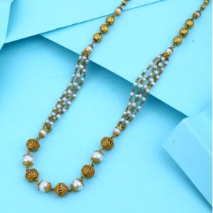 22KT Gold Hallmark White Moti Mala