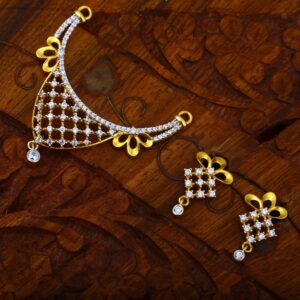 916 Gold Hallmark Stylish Design CZ Pendant Set