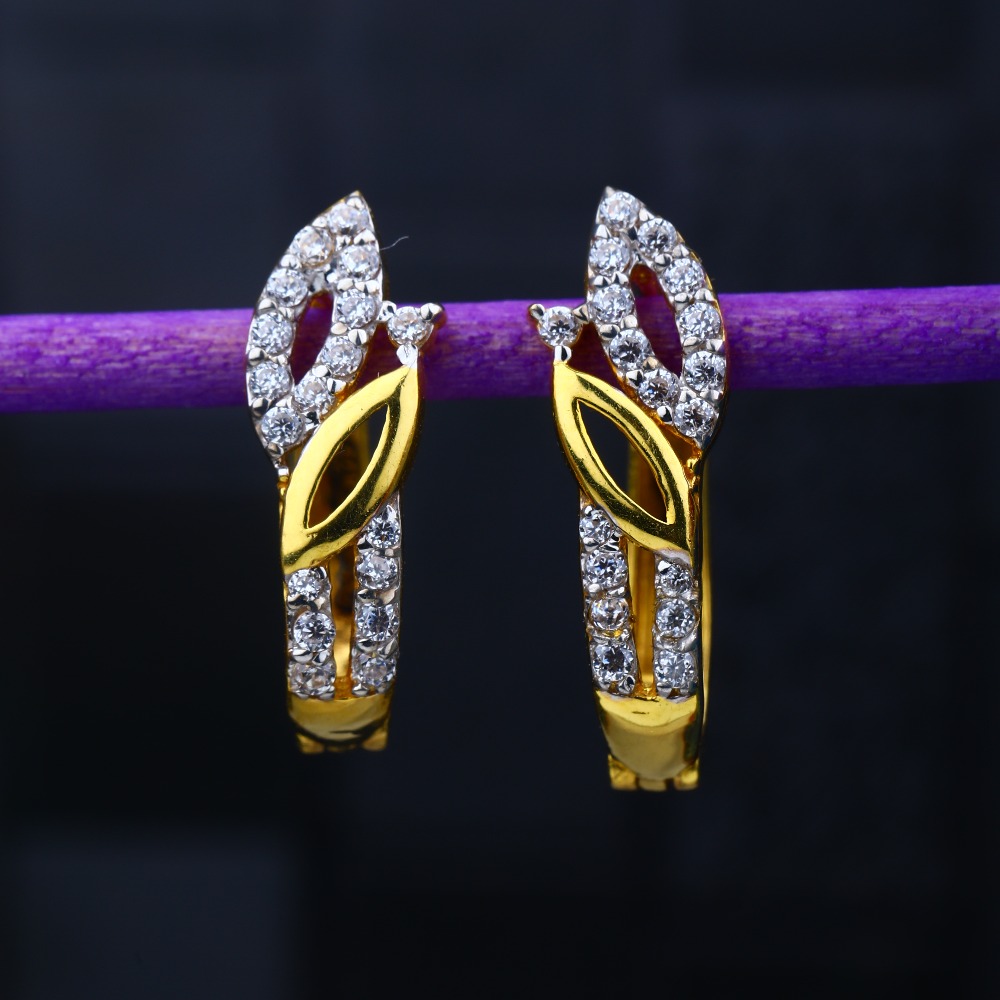 22KT Gold Leaves Design Hallmark Earring